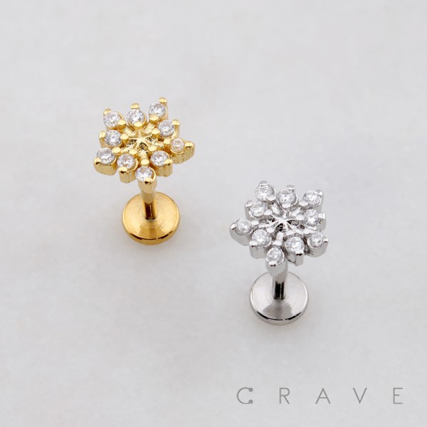 MULTI CZ STARBURST THREADLESS (PUSH IN) 316L SURGICAL STEEL LABRET SET